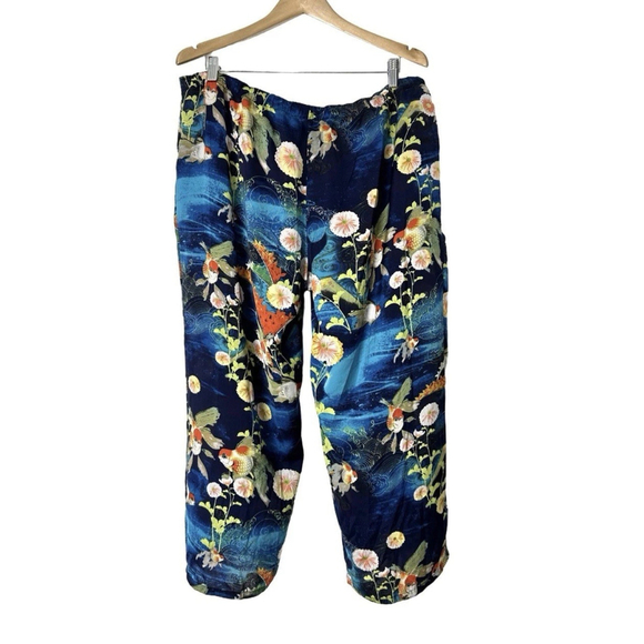 Natori Private Luxuries XL Pajama Lounge Crop Wide Leg Pants Tropical Floral - Picture 2 of 4